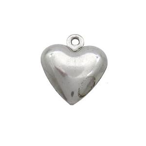 Raw Stainless Steel Heart Pendant, approx 14mm