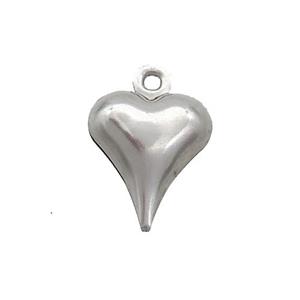 Raw Stainless Steel Heart Pendant, approx 11-13mm