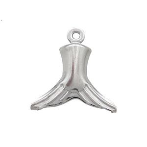 Raw Stainless Steel SharTail Charm Pendant, approx 11-14mm