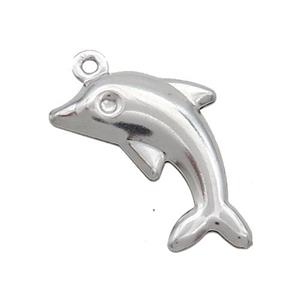 Raw Stainless Steel Dolphin Charm Pendant, approx 14-18mm