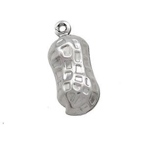 Raw Stainless Steel Peanut Charm Pendant, approx 8-15.5mm