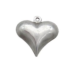 Raw Stainless Steel Heart Pendant, approx 16.5mm