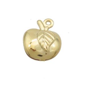 Stainless Steel Apple Pendant Gold Plated, approx 11-14mm