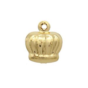 Stainless Steel Crown Pendant Gold Plated, approx 9.5mm