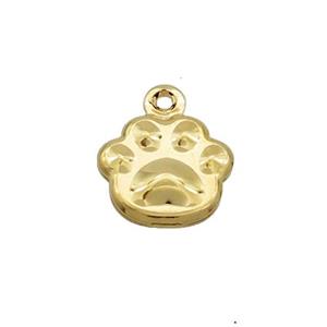 Stainless Steel Paw Pendant Gold Plated, approx 10mm