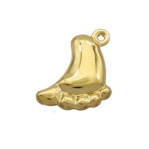 Stainless Steel Barefoot Charm Pendant Gold Plated, approx 12-14mm