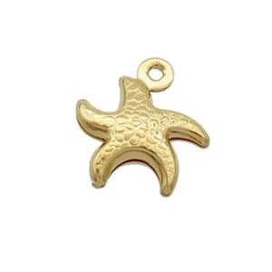 Stainless Steel Starfish Pendant Gold Plated, approx 11-12mm