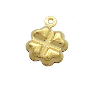 Stainless Steel Clover Pendant Gold Plated, approx 10mm