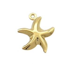 Stainless Steel Starfish Pendant Gold Plated, approx 14mm