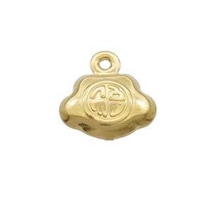 Stainless Steel Charm Pendant Gold Plated, approx 7-10mm