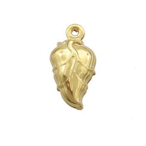 Stainless Steel Leaf Pendant Gold Plated, approx 8-12mm