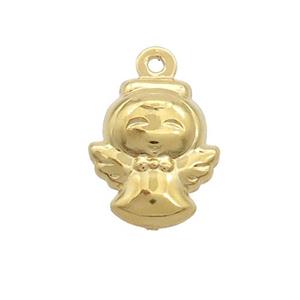Stainless Steel Angel Pendant Fairy Gold Plated, approx 10-12mm