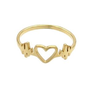 Stainless Steel Heartbeat Rings Gold Plated, approx 6mm, 18mm dia