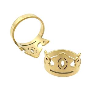 Stainless Steel Rings Crown Gold Plated, approx 15mm, 18mm dia