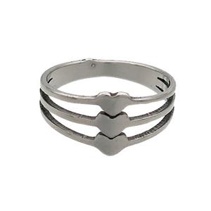 Raw Stainless Steel Rings Heart, approx 9mm, 18mm dia
