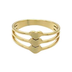 Stainless Steel Rings Heart Gold Plated, approx 9mm, 18mm dia