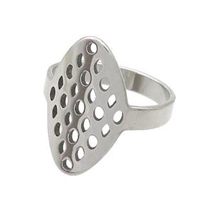 Stainless Steel ring, platinum plated, approx 13-20mm, 18mm dia