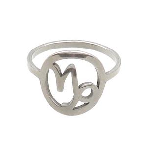 Raw Stainless Steel Rings Zodiac Virgo, approx 13-14mm, 18mm dia