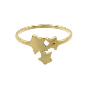 Stainless Steel Rings Star Gold Plated, approx 10mm, 18mm dia
