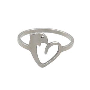 Raw Stainless Steel Rings Dolphin, approx 12mm, 18mm dia