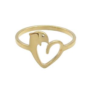 Stainless Steel Rings Dolphin Gold Plated, approx 12mm, 18mm dia