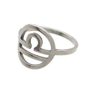 Raw Stainless Steel Rings Zodiac Libra, approx 13-14mm, 18mm dia