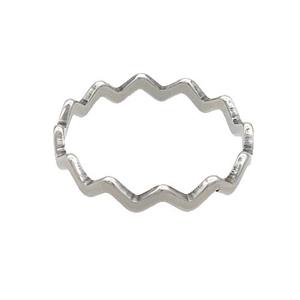 Raw Stainless Steel Rings Wave, approx 3mm, 18mm dia