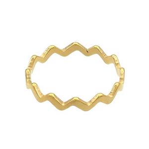 Stainless Steel Rings Wave Gold Plted, approx 3mm, 18mm dia