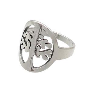 Raw Stainless Steel Rings Tree Of Life, approx 16-18mm, 18mm dia