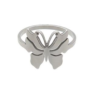 Raw Stainless Steel Rings Butterfly, approx 14mm, 18mm dia