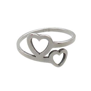 Raw Stainless Steel Rings Heart, approx 6mm, 8mm, 18mm dia