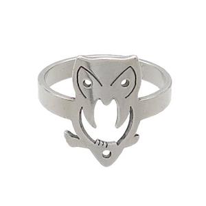 Raw Stainless Steel Owl Rings, approx 10-16mm, 18mm dia