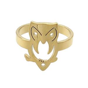 Stainless Steel Owl Rings Gold Plated, approx 10-16mm, 18mm dia