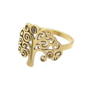 Stainless Steel Rings Tree Gold Plated, approx 15-18mm, 18mm dia