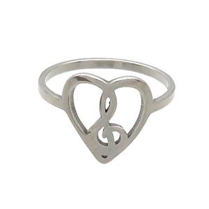 Raw Stainless Steel Rings Musical Notes, approx 11-12.5mm, 18mm dia