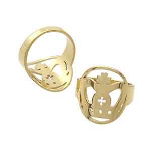 Stainless Steel Rings Crown Gold Plated, approx 16-18mm, 18mm dia