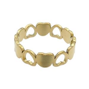 Stainless Steel Rings Heart Gold Plated, approx 5mm, 18mm dia