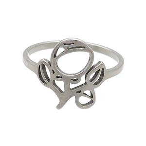 Raw Stainless Steel Rings Flower, approx 13mm, 18mm dia