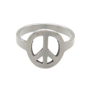 Raw Stainless Steel Rings Peace Signs, approx 12-13mm, 18mm dia