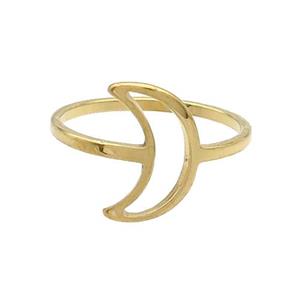 Stainless Steel Rings Moon Gold Plated, approx 8-13mm, 18mm dia