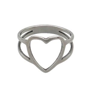Raw Stainless Steel Rings Heart, approx 12-13mm, 18mm dia