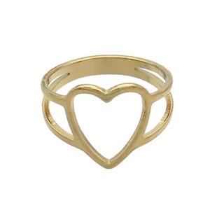 Stainless Steel Rings Heart Gold Plated, approx 12-13mm, 18mm dia