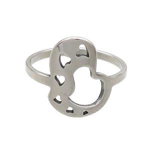 Raw Stainless Steel Rings Heart, approx 11-15mm, 18mm dia