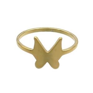 Stainless Steel Butterfly Rings Gold Plated, approx 9-10mm, 18mm dia