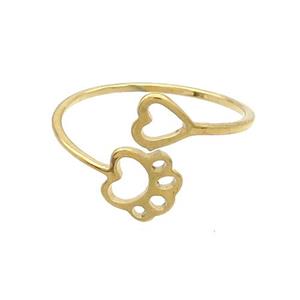 Stainless Steel Rings Paw Gold Plated, approx 5mm, 7mm, 18mm dia