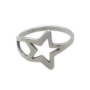 Raw Stainless Steel Star Rings, approx 13.5mm, 18mm dia