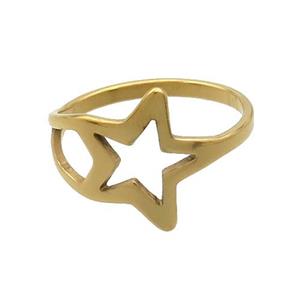 Stainless Steel Star Rings Gold Plated, approx 13.5mm, 18mm dia
