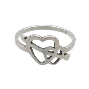 Raw Stainless Steel Rings Cupid Arrow, approx 10mm, 18mm dia