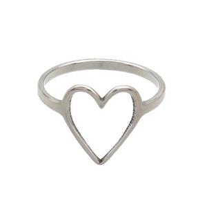 Raw Stainless Steel Heart Rings, approx 12mm, 18mm dia