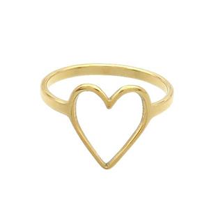 Stainless Steel Heart Rings Gold Plated, approx 12mm, 18mm dia